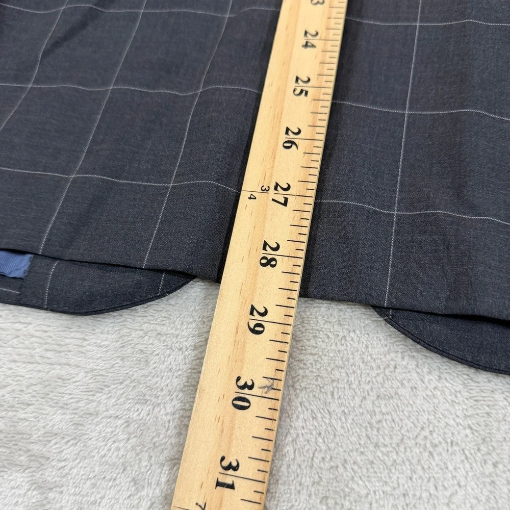 Suitsupply Mens 36R Slim Napoli Charcoal Gray Windowpane Wool Blazer Sport Coat